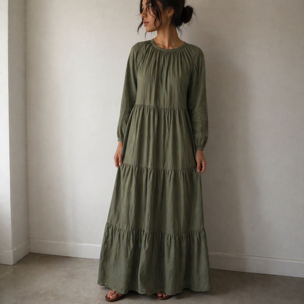 Closed Olive Tiered Maxi Dress